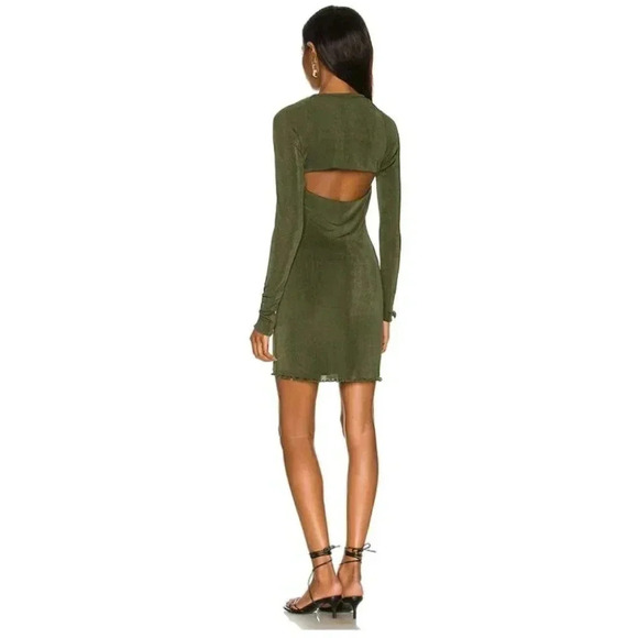 NWT Lovers + Friends Marais Cutout Mini Dress Shrug in Olive Green Size XS - Picture 3 of 11
